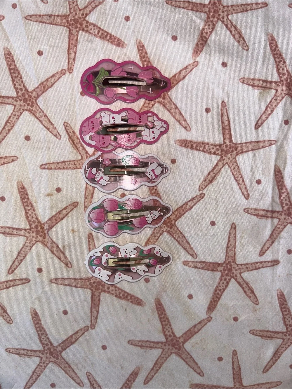 Set of Cute Pink Cartoon Snap Hair Clips